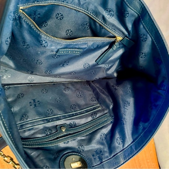 SOLD!!Super soft & beautiful Tory Burch Blue Tote with Chain Handles - Picture 7 of 10